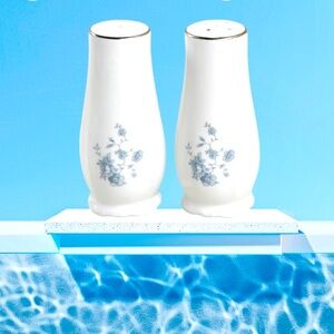 Vintage 1970 Johann Haviland Blue Garland Salt and Pepper Shaker Set NIB